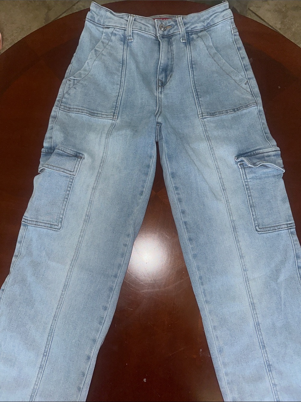 Guess Light Blue Straight Leg Cargo Jeans